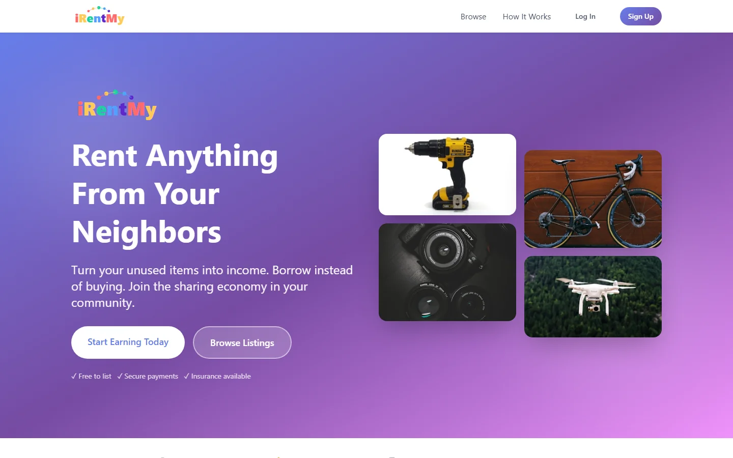 iRentMy website screenshot