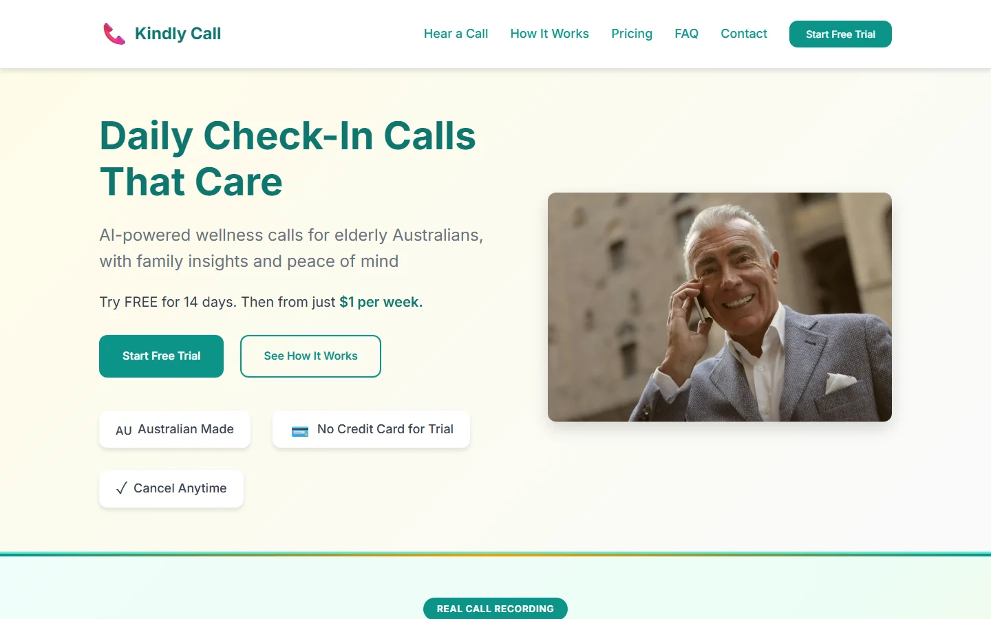 KindlyCall website screenshot