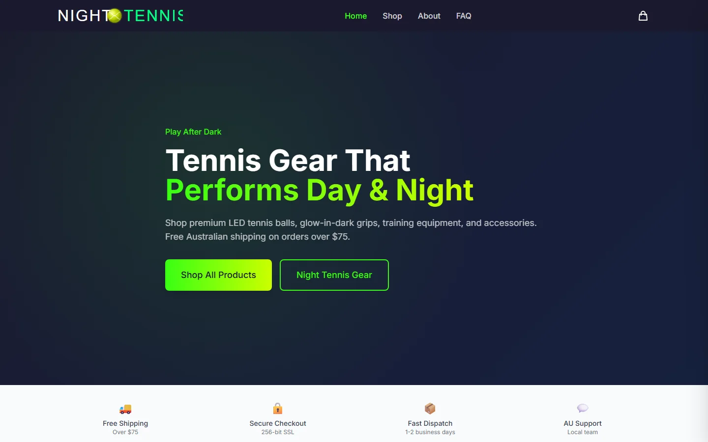 Night Tennis website screenshot