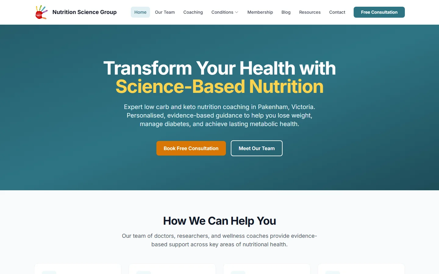 Nutrition Science Group website screenshot