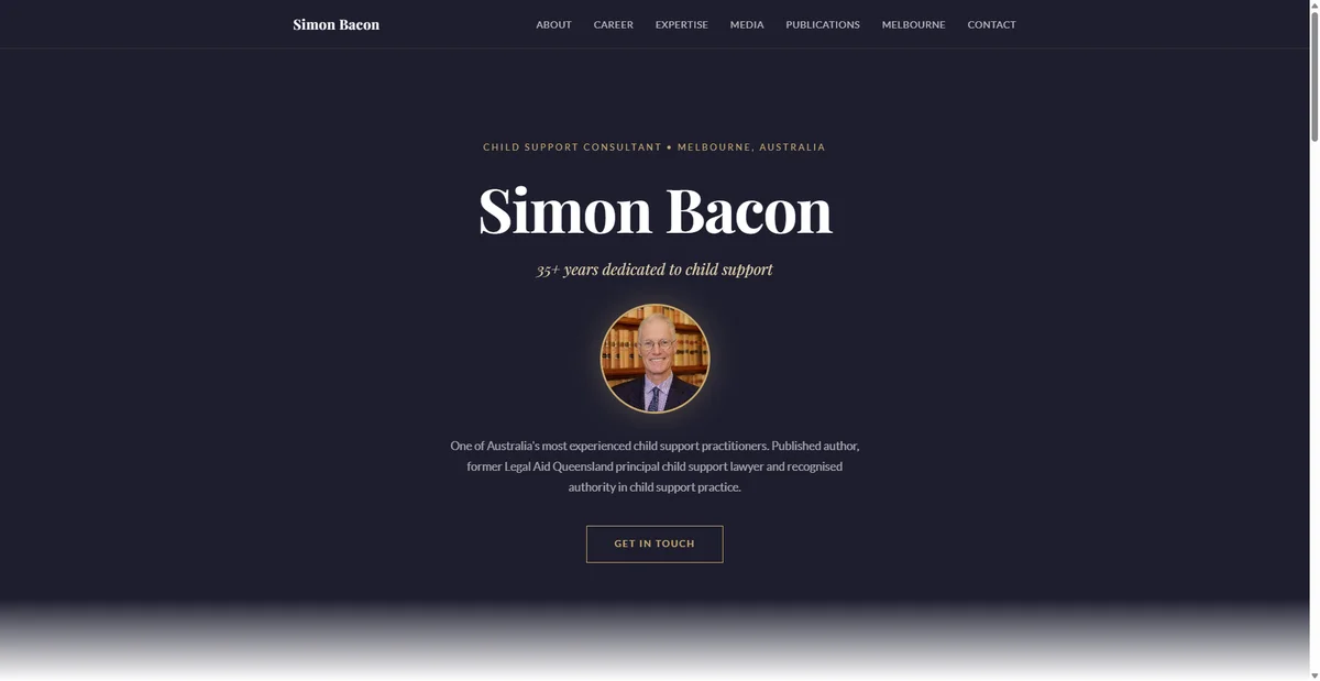 Simon Bacon website screenshot