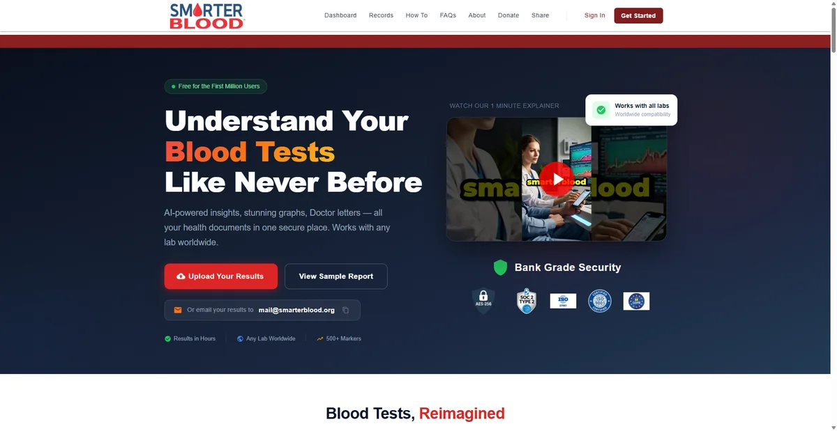 SmarterBlood website screenshot